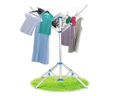 GOPLUS Séchoir à Linge Parapluie sur Pied, Espace de Séchage de Maille, Etendoir à Linge Pliable en Aluminium, Gain d’Espace, Base à 4 Coins Stable, pour Extérieur/Intérieur, 100 x 100 x 150CM
