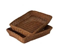 Corbeille à fruits tissée à la main de qualité supérieure et plateaux de service décoratifs en osier pour le pain,aliments fruits,plats,collations table basse,comptoir de cuisine, paniers (Lot de 2)