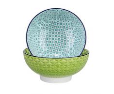 vancasso, série MACARON, Bols à Salade, 2 Pièces, Saladier Porcelaine, Bols à Ramen- 1200ml, Style Japonais