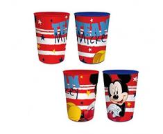 Lot de 4 gobelets pour Enfant 260 ML/au Choix : Spiderman – Batman – Thomas – Mickey/Mug en Verre en Plastique sans BPA/Cadeau pour garçon Mickey 02