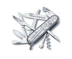 Bonkoo Couteau Suisse Personnalisé Gravé Victorinox Huntsman Argent 1.3713.T7-91 mm - 15 Fonctions