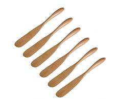 TOOGOO Couteau à Beurre en Bois Fromage à Tartiner 6,5 Pouces, Beurre De Couteau De Confiture Couteau à Gateau Masque Couteau 6 Morceaux