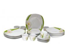 Calla service de table carré 30 pièces avec accessoires pour 6 personnes en porcelaine blanc/motif fleurs
