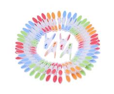 Kurelle 72 Pinces à Linge Clips Extra Robustes Épingles Antidérapantes Ergonomique Poignée Souple Résistantes à la Rouille et au Vent Intérieur Extérieur Étendoir Corde a Linge Couleurs Aléatoires