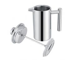 Fdit Cafetière à Piston Pot de thé Press en Acier Inoxydable Cafetière française à Double Paroi avec Filtre 350ML 17 * 7.5cm