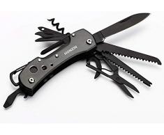 HONZIN Couteau de Poche Multifonctions de Style Suisse - pour Une Utilisation Quotidienne, y Compris la pêche de Survie en Plein air