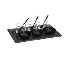 SERVICE APERITIF 10 PCS PLATEAU COUPELLE VERRE 32 X 22 X 6 CM ARDOISE PORCELAINE