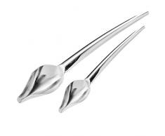Weikeya 2 pièces Acier Inoxydable Cuillère à Chocolat Gâteau Décoration Plume Petit et Grand Dessin Cuillères Sauce Fondant Crème Crayon Filtre Accessoires cuillère à Chocolat