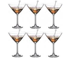 Lot de 6 verres à Martini Crystalite Bohême Colibri Cristal Martini Verre à cocktail 280 ml