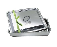 Inoxriv Plat rectangulaire avec Couvercle Bioinox, Acier Inoxydable 18/10 35Â x 27Â cm