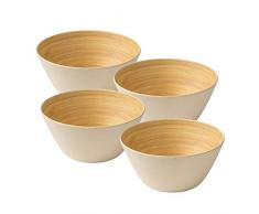 BIOZOYG 4 Pièces Premium Bambou Bol Ivoire Angulaire, Rond 460 ML I Bambou Vaisselle Bol de céréales Fruits saladier en Bois Deco Bol Service Bol Camping Vaisselle