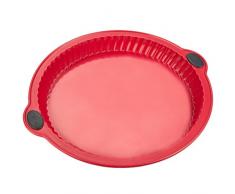 Levivo moule à tarte en silicone, moule à pâtisserie pour les tartes en silicone, moule en silicone, moule à gâteaux, plat en silicone pour la cuisson au four, â 26 cm, rouge