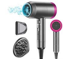 Newdora Sèche-Cheveux Professionnel Ionique 1800W, Seche Cheveux 3 Modes Régulation de Vitesse Libre avec Diffuseur - Noir