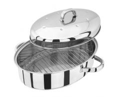 Judge TC120 Plat à rôtir ovale haut avec couvercle autocardissant Argenté 32 x 22 cm