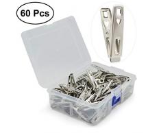 VIPbuy 60 pièces en acier inoxydable pinces à linge en métal vêtements pinces broches clips avec boîte de rangement pour vêtements chaussette alimentaire étanchéité Photos