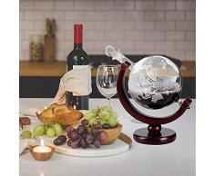HOUSHIYU-521 Gravée Whisky Globe Carafe Ensemble, Globe Carafe avec 4 Globe Verres À Whisky, pour Liqueur, Scotch, Bourbon, Vodka - 850 ML, Cadeaux Parfaits Liés À Lalcool