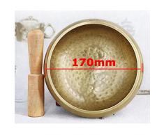 JINMENHUO Népal Bol Bol Chantant taraudage Manuel Artisanat en métal Bouddha Anneau Cloche Religieux faïence Bassin tibétain méditation Bol Chantant, diamètre Environ 170 mm