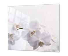 Planche de cuisine en VERRE trempé – Planche à découper en verre – Couvre-plaques de cuisson – UNE PIÈCE (60x52 cm) ou DEUX PIÈCES (30x52 cm chacune) ;D06 Série Fleurs : Orchidée 1