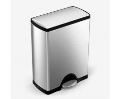 simplehuman, poubelle rectangulaire à pédale, acier inoxydable brossé, 50 litres