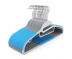 SONGMICS Lot de 20 Cintres Multifonctionnels, Antidérapants et Résistants, en Plastique de Qualité, Ãpaisseur 0,5 cm, Longueur 41,5 cm, Bleu CRP41Q