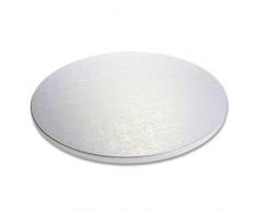 Städter 900028 Cake Board, plateau à gâteau rond à gâteau, plastique, blanc, 30 x 30 x 1,2 cm