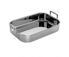 Le Creuset Plat à Rôtir, 35 x 25 x 7 cm, Inox 3-ply, Rectangulaire, Compatible avec Toutes Sources de Chaleur (y Compris Induction), Poignées dassistance, Argenté