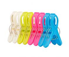 IPOW 8 Pcs Grosses Pinces à Transat, Pince à Serviette de Plage, Grande Pince à Linge Multicolore en Plastique pour Serviette de Toilettes, Couettes, Draps de Bain, Couverture, Vêtements