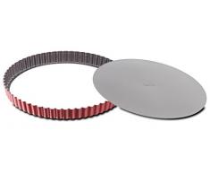 TefalJ 1641514 Delibake Moule A Tarte 28 cm A Fond Amovible Acier Rouge Carbone