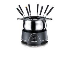 SEVERIN Fondue avec Caquelon Inox Amovible, 800 W env., Inclus : Couvercle Anti-Projections et 8 Fourchettes à Fondue, FO 2400