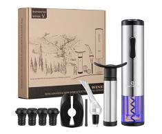 CRITIRON Tire Bouchon Électrique Professionnel, Ouvre-Bouteille Automatique Portable, Ouvre-Vin Rechargeable, avec Pompe à Vide, Bouchon Caoutchouteux*4, Vin Verseur à Réfléchir, Coupe-Capsule/Socle