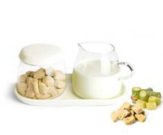 Sendez Pot à Lait & sucrier en Verre et Porcelaine milchgiesser Distributeur de Sucre