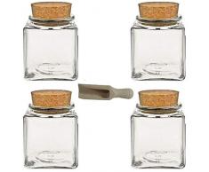 Viva Haushaltswaren Pot à épices en Verre avec Bouchon en liège et boîte de Conservation pour épices, sels, etc, Verre, Transparent, 100 ML