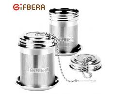 Gifbera Boule à Thé Passoire 2Pcs Filtre à Thé Extra Mince Boule à Thé Infuseur Fileté Connexion en Acier Inoxydable avec Crochet à Chaîne Allongée pour Épices à Thé à Feuille Vrac Raide
