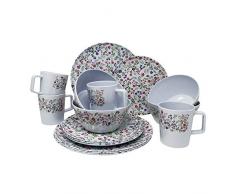 Set de vaisselle de camping en mélamine pour 4 personnes, 16 pièces Motif fleurs