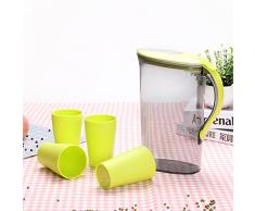 zantec 2,1 l Carafe à eau avec couvercle vert plastique Pichet à jus Eau Pot Bouilloire avec 4 tasses pour la maison et bureau