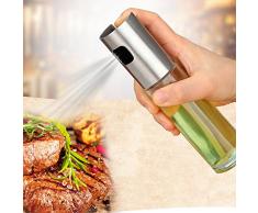 Finebo Vaporisateur Huile, Anti-Fuite Pluvérisateur dHuile dolive en Acier Inoxydable, Boutille dHuile en Verre Spray Bouteille Vide Distributeur pour BBQ Cuisine Salade