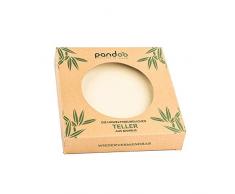 pandoo | Lot de 6 assiettes en bambou | Réutilisables, écologiques et sans BPA | Vaisselle de camping - pour Pique-nique, anniversaire et barbecue | Blanc - 20 cm