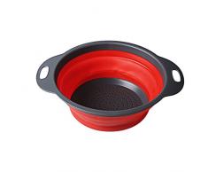 Passoire de cuisine rétractable en silicone pour fruits et légumes, Silicone, Red, Taille L