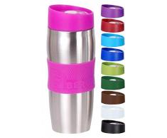 BERGNER Mug isotherme en acier inoxydable et plastique pour café et autres boissons chaudes Différents coloris 380 ml rose bonbon