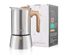 Sivaphe Cafetière Italienne Café Moka Induction Express en Inox 9 Tasses 450ml, pour cuisinière à induction gaz
