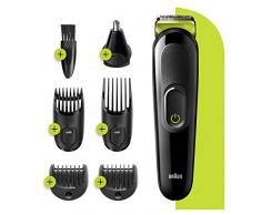 Braun MGK3221 6-En-1 - Tondeuse à cheveux et barbe, Tondeuse Nez Et Oreilles, Noir/Vert