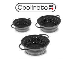 Coolinato Passoire Pliable Rétractable Fine en Silicone, Peu Encombrante, Facile à Nettoyer et Lavable, Égouttoir Gris 16 20 24cm