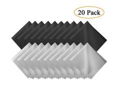 GCOA Lot de 20 Chiffons de Nettoyages en Micro-Fibr pour Nettoyer Lunettes, Caméras,Tablettes, Écrans LCD, Téléviseur, Pare Brise et Autres Surfaces Délicates(10 Noir + 10 Gris,18 x15 cm)