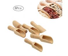 Wenlai 6pcs Mini cuillère en Bois, Petite Cuillère à Sel de Bain Cuillère en Bois, pour épices, la Cuisine, Cuillère, Ustensiles de Cuisine, Lait, Café, Thé, Bonbons, Mini Sel de Farine