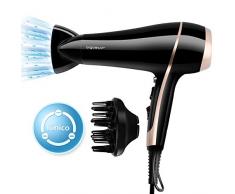 Aigostar Lora 33LNK - Sèche-cheveux ionique professionnel, 2400W, bouton dair froid, 2 vitesses et 3 températures. Comprend un diffuseur et un concentrateur. Moteur AC. Design exclusif.