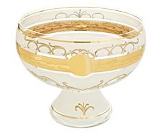 Coupelle en verre à pied, Saladier, Coupe décorative, Coupe à fruits, Collection "NOBLE" Ø26cm, or, fait à main, verre de haute qualité, style moderne - uniques (GERMAN CRYSTAL powered by CRISTALICA)