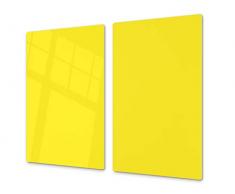 Planche à découper en verre trempé - Couvre-cuisinière et protège-plain de travail en verre résistant - UNE PIÈCE (60x52 cm) ou DEUX PIÈCES (30x52 cm chacune); D18 Série de couleurs: A Jaune Doux