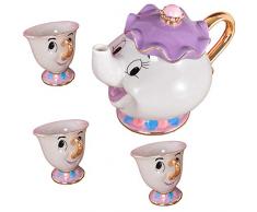 Nouveau Dessin animé beauté et bête théière Tasse Lady Lady Coupe Pomme de Terre théière Tasse Ensemble de Cadeaux de Noël Mignons (3)