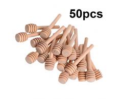 iSuperb Bois de Miel Cuillère Mini Portable Outil,Bâtonnets en Bois pour en Remuant Café, Thé Mélange,Facilement Bruine Miel (50 pièces)