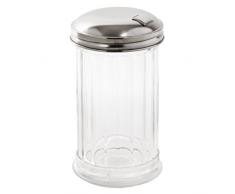 Sucrier avec bec verseur rabattable sur le côté 140 x 70 mm Récipient en verre et acier inoxydable